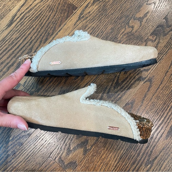 FREE PEOPLE Damon Clogs Tan Suede Faux Fur Textile Insoles Slip Ons - Picture 7 of 14